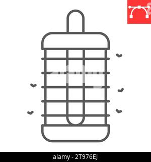 Insect trap line icon, pest control and kill mosquito, electric insect trap icon vector icon, vector graphics, editable stroke outline sign, eps 10. Stock Vector