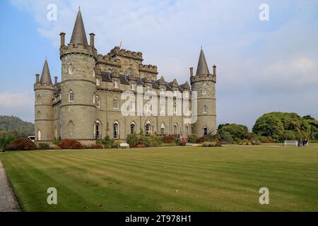 INVERARY, GREAT BRITAIN - SEPTEMBER 12, 2014: This is Inverary Castle, built in Scotland in the 18th century in the style of early Neo-Gothic architec Stock Photo