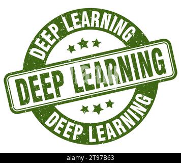 deep learning stamp. deep learning sign. round grunge label Stock Vector