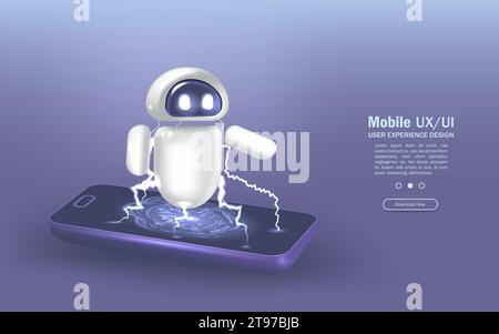 AI chat bot based on artificial intelligence and neural networks. Online training banner. Stock Vector