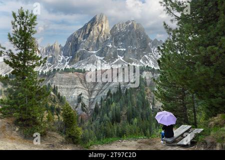 beautiful Aussichtspunkt mountains in Dolomites Italy Stock Photo