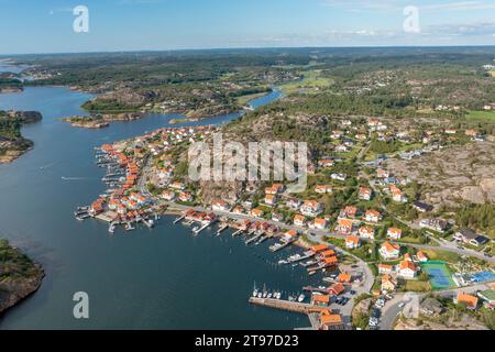 Aerial view of Fjallabacka, Sweden. Small costal village at the west coast Stock Photo