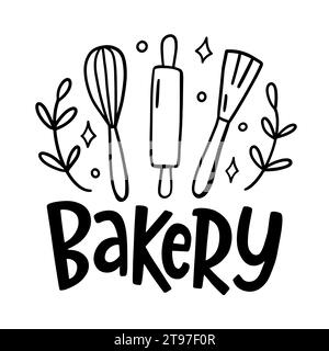 Bakery Tools Inscription Logo. Culinary Lettering Stock Vector