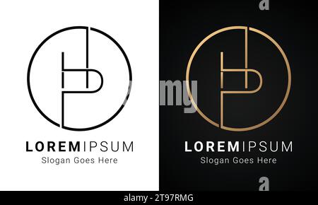 Luxury Initial HP or PH Monogram Text Letter Logo Design Stock Vector