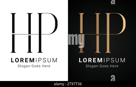 Luxury Initial HP or PH Monogram Text Letter Logo Design Stock Vector