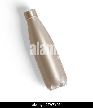 Water bottle isolated on white background rendering 3D illustration with metalic texture Stock Photo