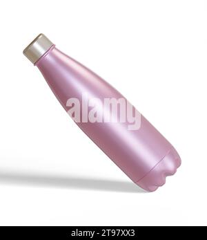 Water bottle isolated on white background rendering 3D illustration with metalic texture Stock Photo
