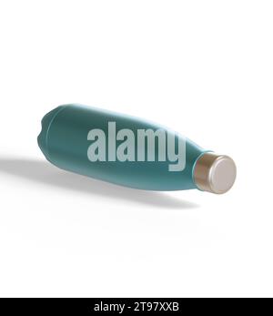 Water bottle isolated on white background rendering 3D illustration with metalic texture Stock Photo