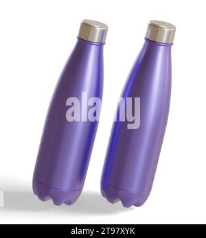 Water bottle isolated on white background rendering 3D illustration with metalic texture Stock Photo