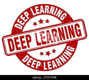 deep learning stamp. deep learning sign. round grunge label Stock Vector