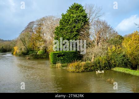 High Water Levels On The River Ouse, Lewes, East Sussex, UK Stock Photo