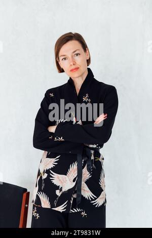 Portrait of a beautiful woman with short hair 40 years old Stock Photo
