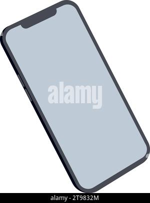 Minimalistic illustration of cell phone. Smartphone side view. Mockup generic device. Template for infographics or presentation UI design interface. V Stock Vector
