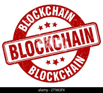 blockchain stamp. blockchain sign. round grunge label Stock Vector
