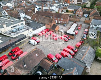 Royal maill depot Saffron Walden market town in Essex UK drone Aerial Stock Photo