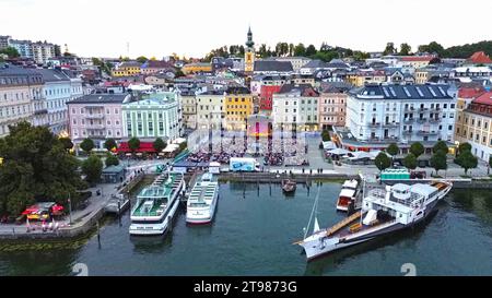 Center of Gmunden from a bird's eye view, Salzkammergut Stock Photo