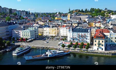 Center of Gmunden from a bird's eye view, Salzkammergut Stock Photo