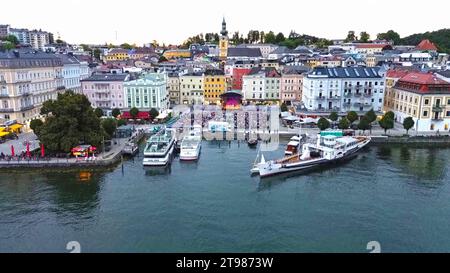 Center of Gmunden from a bird's eye view, Salzkammergut Stock Photo