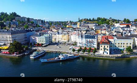 Center of Gmunden from a bird's eye view, Salzkammergut Stock Photo