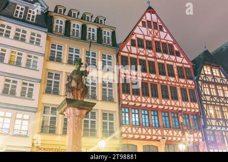 Traditional architecture at Romerberg in Altstadt  Frankfurt am Main, Hessen, Germany Stock Photo