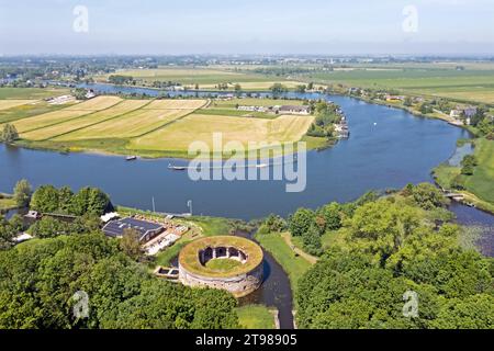 Aerial from Fort Uitermeer at the river Vecht in the Netherlands Stock Photo