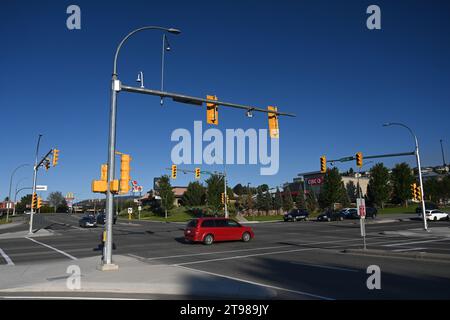 Kamloops, BC, Canada  - July 20, 2023: Road intersection in city of Kamloops, Canada. Stock Photo