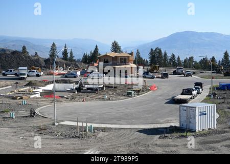 Kamloops, BC, Canada - July 20, 2023: Construction a new residential buildings in city of Kamloops, Canada. Stock Photo