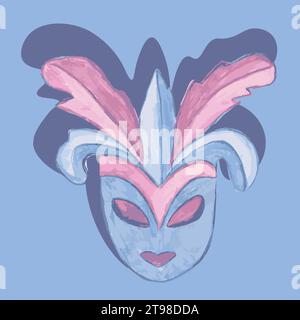 Carnival mask on a blue background. Purim mask. Stock Vector