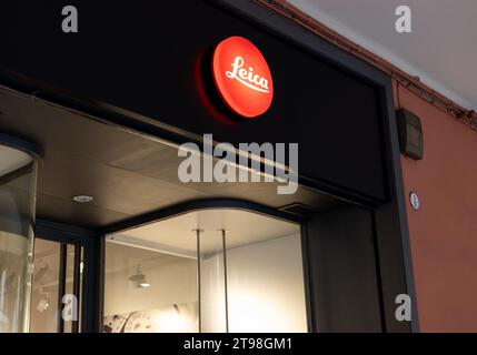 BOLOGNA, ITALY - APRIL 20, 2022: Leica Store in Bologna, Italy where luxury cameras are sold Stock Photo
