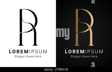 Luxury Initial HP or PH Monogram Text Letter Logo Design Stock Vector