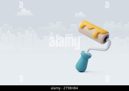 Animated Paint Roller Icon Clipart Vector Illustration Isolated on