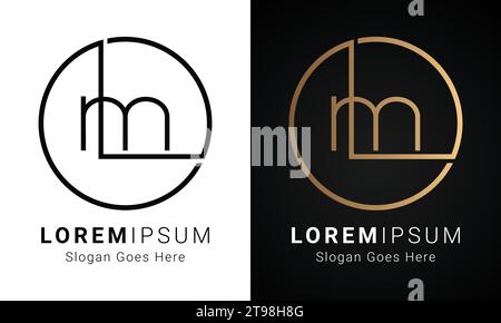 Luxury Initial ML or LM Monogram Text Letter Logo Design Stock Vector