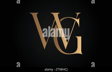 Luxury Initial WG or GW Monogram Text Letter Logo Design Stock Vector