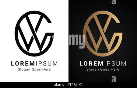 Luxury Initial WG or GW Monogram Text Letter Logo Design Stock Vector