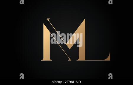 Luxury Initial ML or LM Monogram Text Letter Logo Design Stock Vector