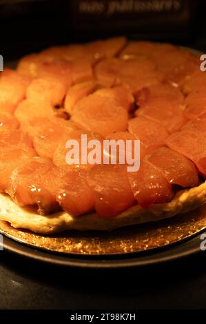 Traditional French Tarte Tatin with caramelized apples and crust Stock Photo