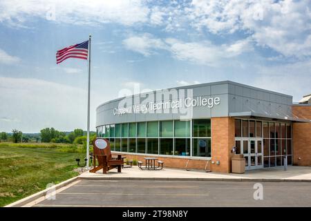 RIVER FALLS, WI, USA - JULY 22, 2023:Main Administration Building on the campus of Chippewa Valley Technical College. Stock Photo