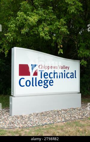 RIVER FALLS, WI, USA - JULY 22, 2023: Entrance sign on the campus of Chippewa Valley Technical College. Stock Photo