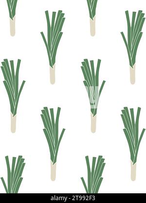 Vector seamless pattern of hand drawn doodle sketch leek isolated on white background Stock Vector