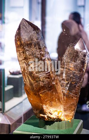 Large quartz crystals in a museum display Stock Photo