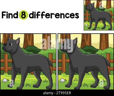 Cane Corso Dog Find The Differences Stock Vector