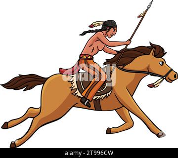 Native American Indian Riding a Horse Clipart Stock Vector