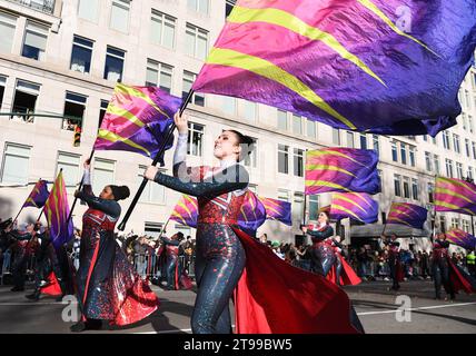 New York, USA. 23rd Nov, 2023. Performers attend the 2023 Macy's Thanksgiving Day Parade in New York, the United States, on Nov. 23, 2023. Credit: Li Rui/Xinhua/Alamy Live News Stock Photo