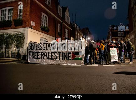 London, United Kingdom - November 23rd 2023: Protest outside the Egyptian Embassy Calling for the opening of the Rafah Border. Stock Photo