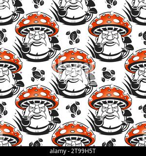 Seamless pattern with hand drawn colourful mushrooms. Creative childish pattern. Vector illustration Stock Vector
