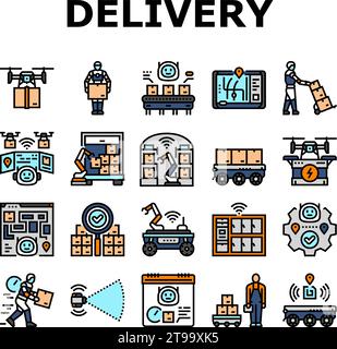 delivery autonomous robot icons set vector Stock Vector Image & Art - Alamy