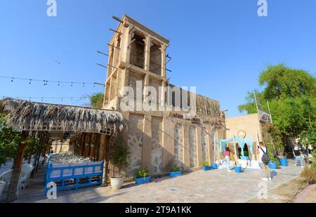 The Arabian Tea House in the Al Fahidi Historical neighborhood in Dubai, United Arab Emirates. Stock Photo