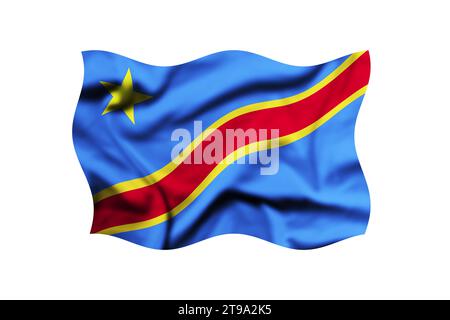 Congo flag blowing in the wind, Congo flying flag, Clipping path included Stock Photo