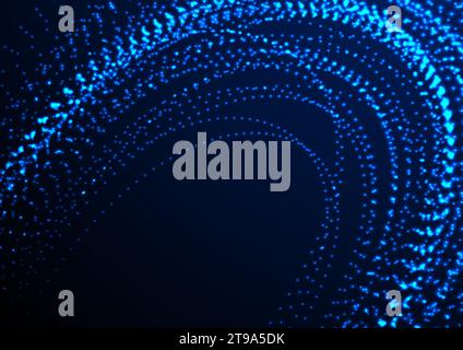 Neon round flowing futuristic particles abstract hi-tech background. Vector design Stock Vector