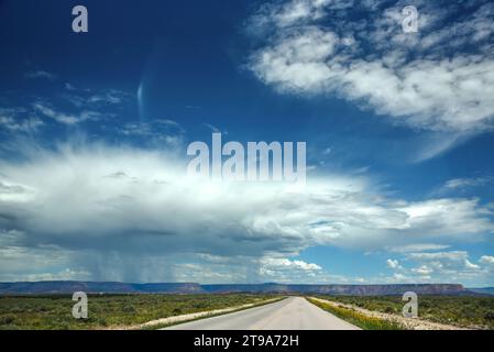 Monsoon Clouds over Arizona Roads, USA Stock Photo